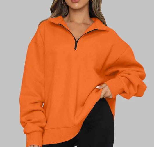 Chic Zip-Up Polo Pullover