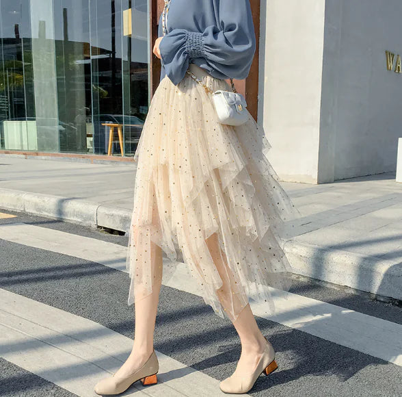 Elegant Sequin Mesh Skirt