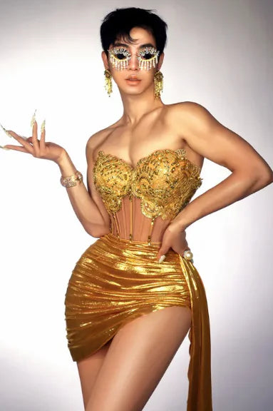 Glam Tube Top & Rhinestone Skirt Combo