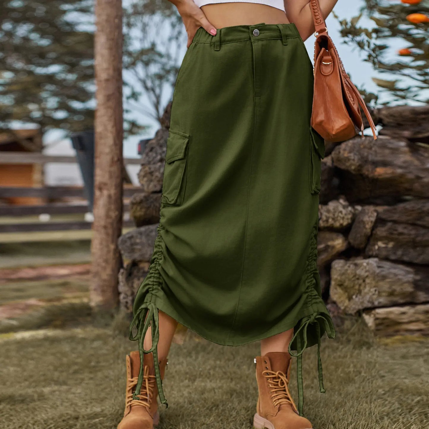 American Denim Casual Midi Skirt