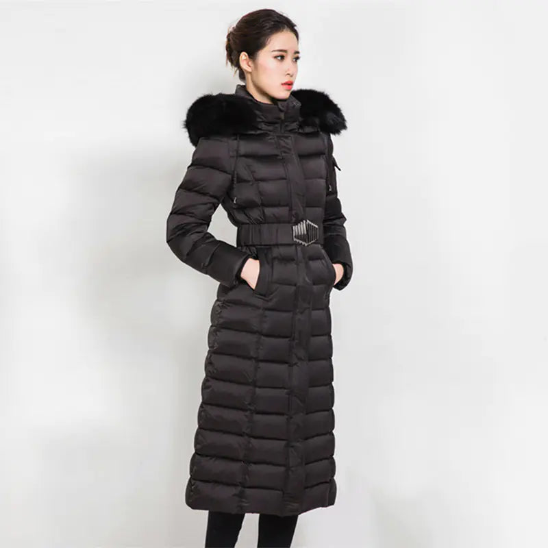 Elegant Women's Down Parka with Fur Collar