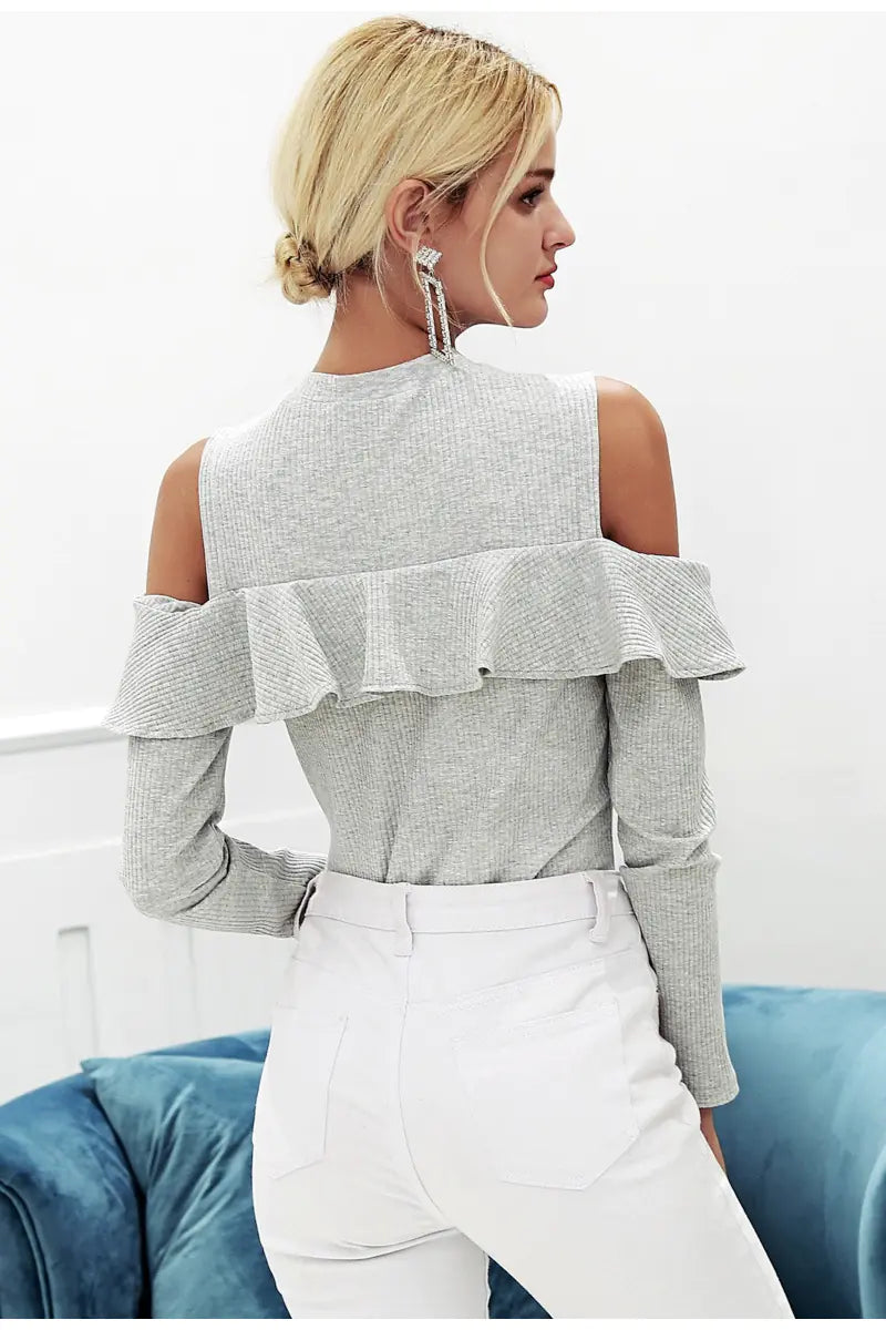 Chic Off-Shoulder Knit Blouse