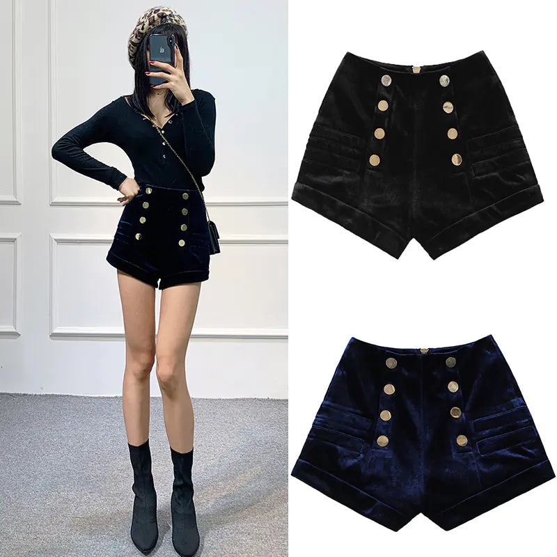 Chic Velvet High-Waist Shorts