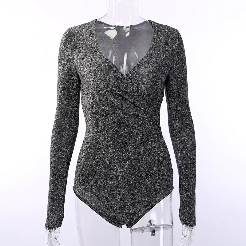 Chic V-Neck Women's Bodysuit