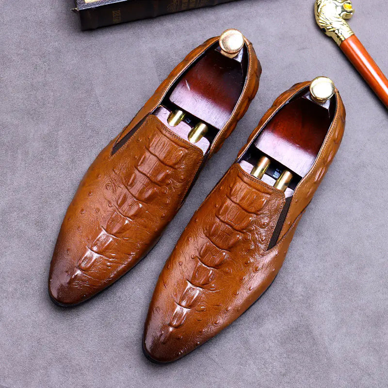 Crocodile Textured Business Loafers