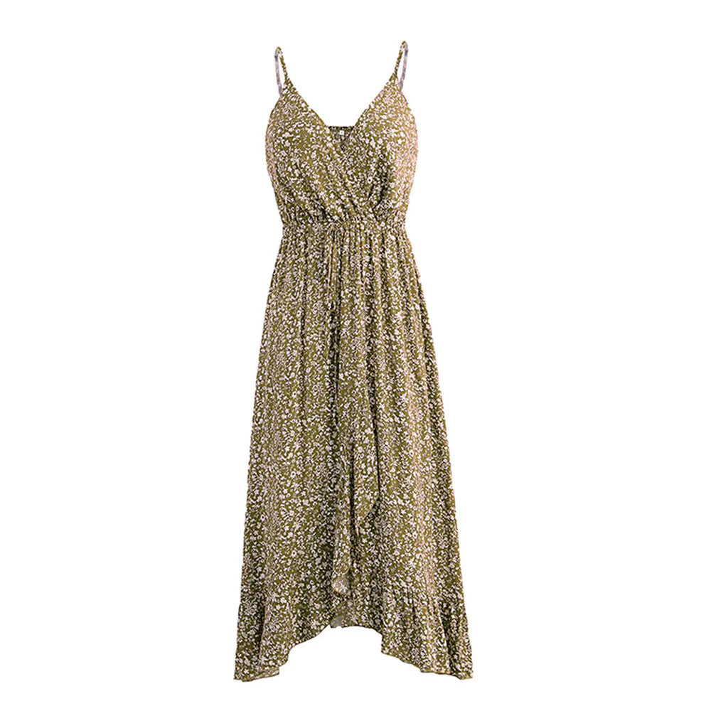 Chic Blossom Maxi Dress with Knot Straps
