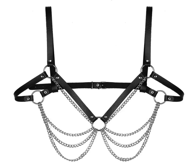 Chic Leather Chain Blouse