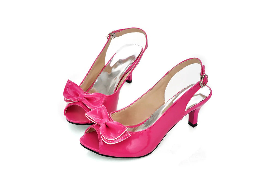 Chic Bow-Topped Mid-Heel Sandals