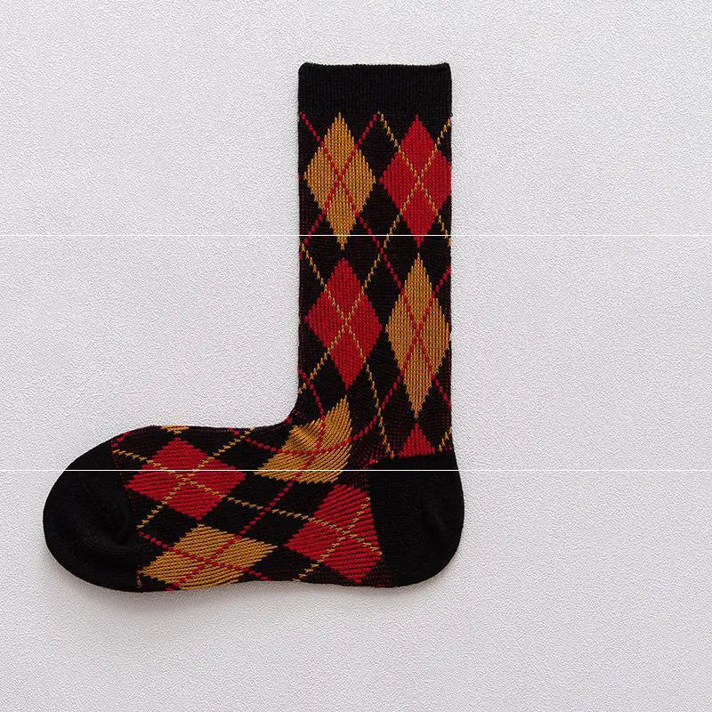 Japanese Cotton Rhombus Patterned Socks
