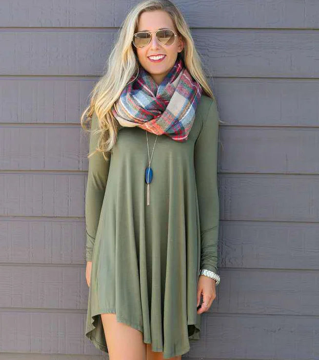 Chic Irregular Hem Long Sleeve Dress