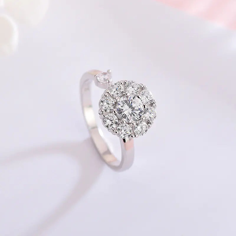 S925 Swivel Silver Ring with Zirconia
