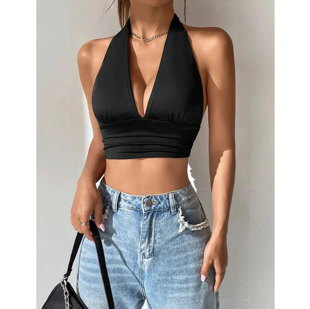 Open Back Cut-Out Summer Blouse
