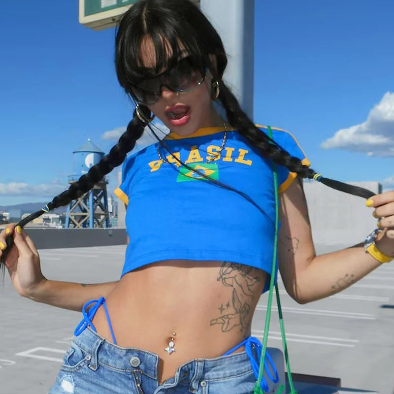 Graphic Letter Crop Tee