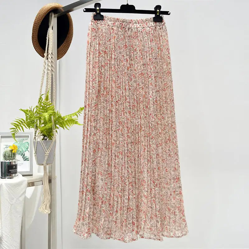 Elegant Floral Silk Skirt