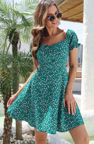 Printed Cross-Back Elegance Dress