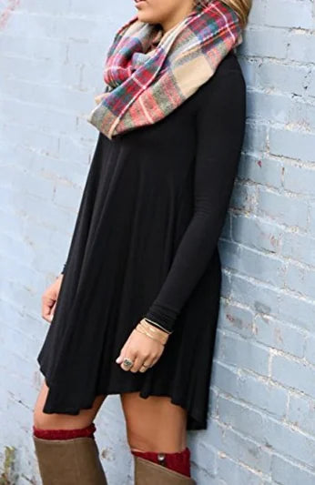 Chic Irregular Hem Long Sleeve Dress