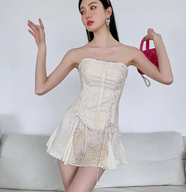 Lace-Up Leather Bustier Top