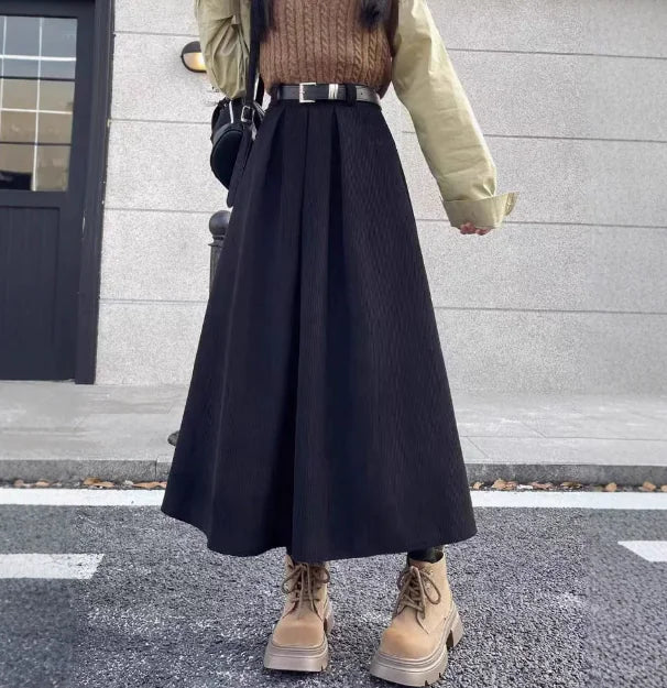 Corduroy Pleated Skirt