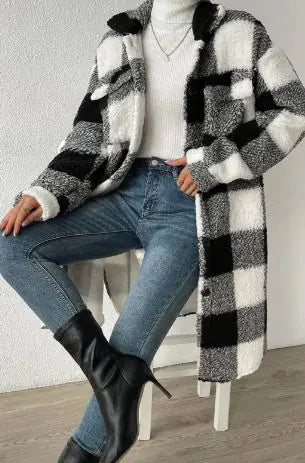 Ladies' Plaid Fleece Longline Top