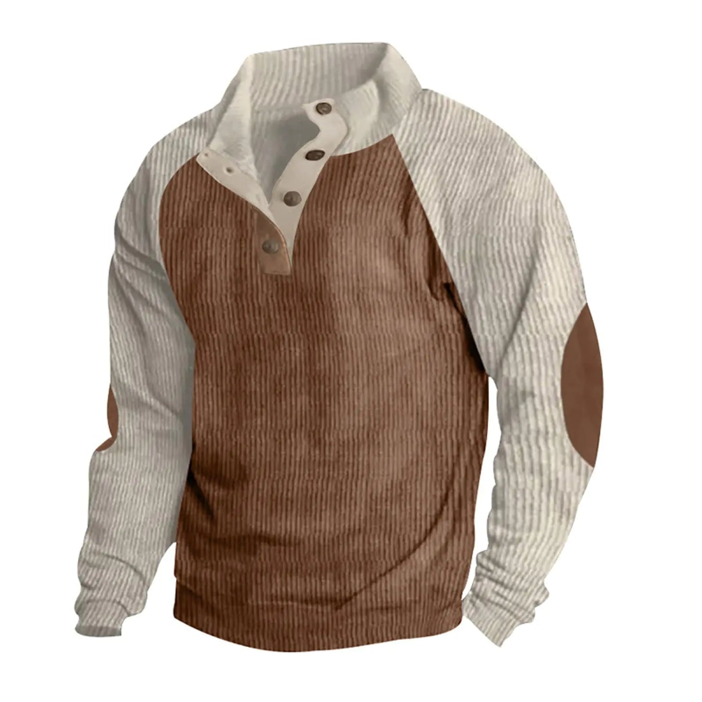 RODYETQQ 2024 Men's Casual Corduroy Collared Sweatshirt