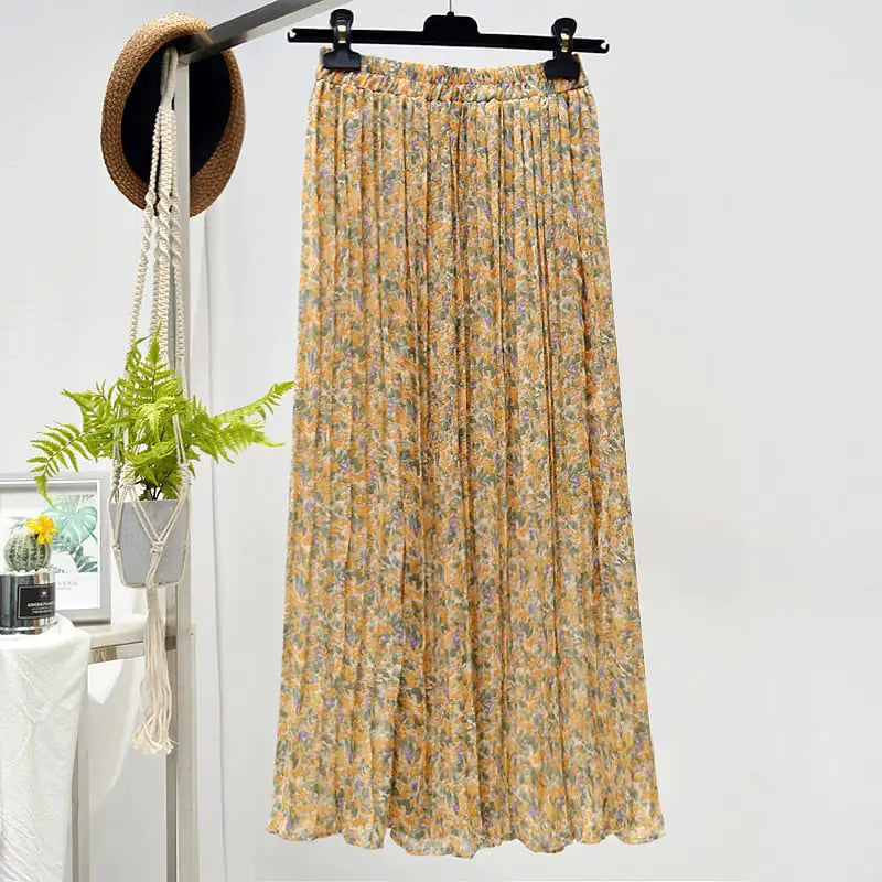 Elegant Floral Silk Skirt