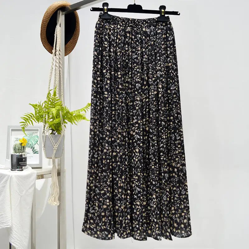Elegant Floral Silk Skirt