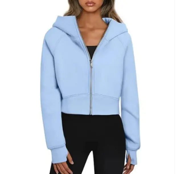 Ladies' Velvet Hooded Zip Sweatshirt