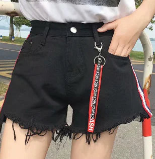 Chic Distressed High-Waist Denim Shorts