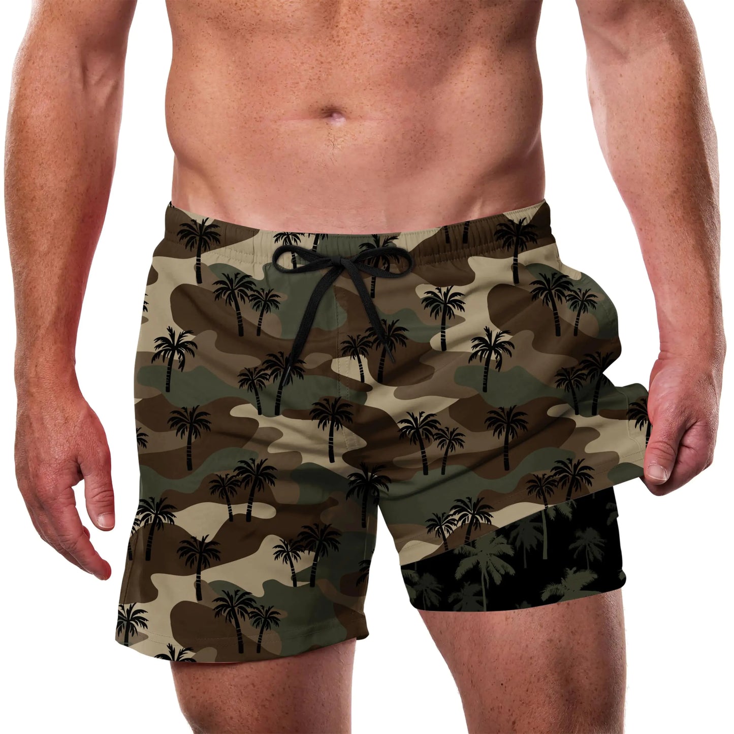 ZenGents 5-Inch Hawaiian Men's Swim Trunks with Liner