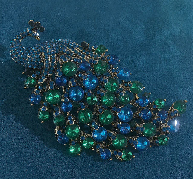 Vibrant Peacock Metal Brooch