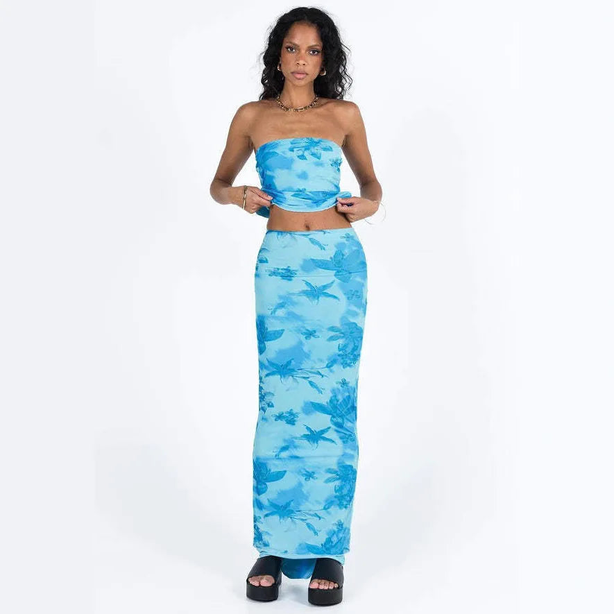 Patterned Tube Top & Skirt Combo