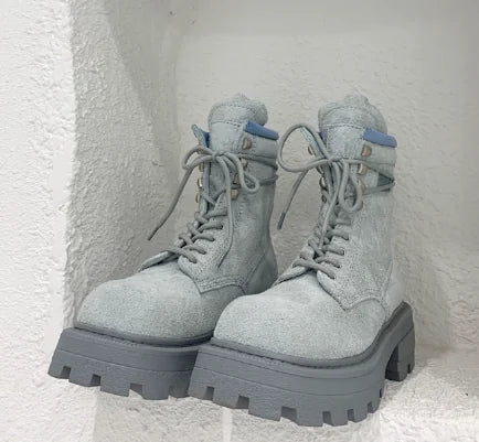 Chic Martin Mid-Heel Lace-Up Boots