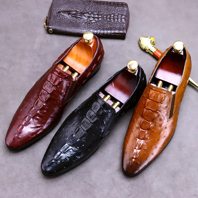Crocodile Textured Business Loafers