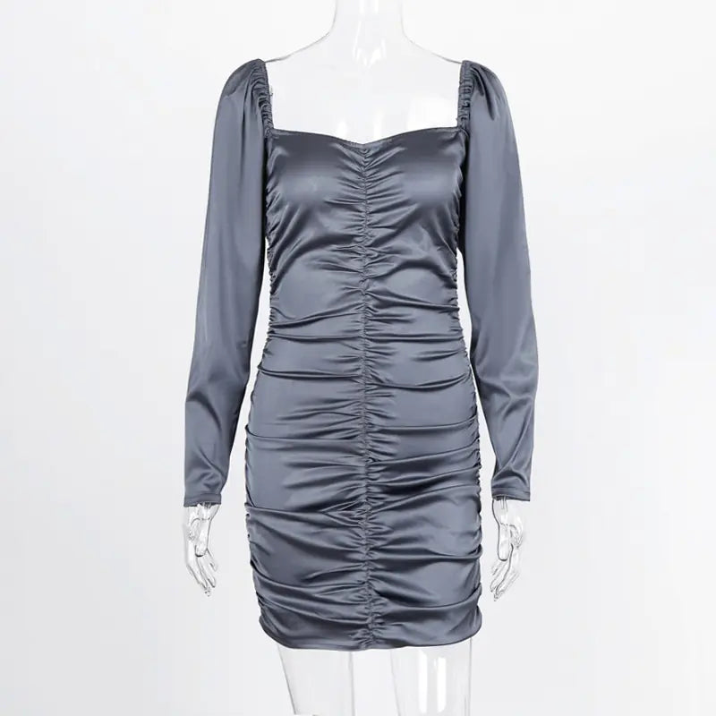 Elegant Long Sleeve Pleated Dress