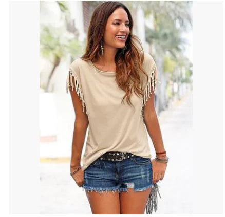 Women's Plus Size Tassel Tee