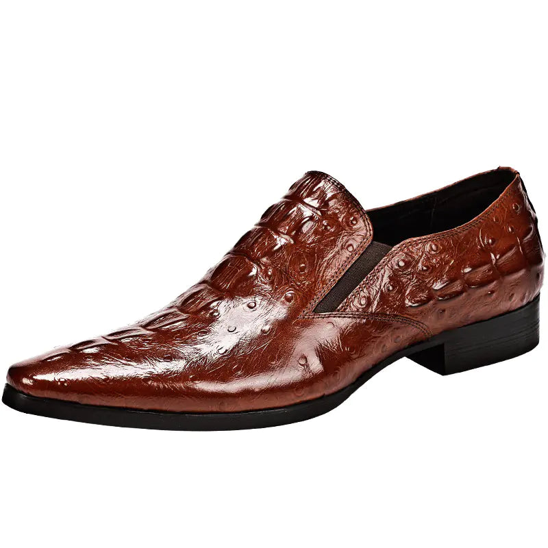 Crocodile Textured Business Loafers