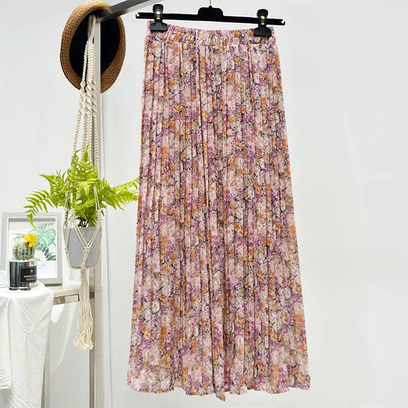 Elegant Floral Silk Skirt