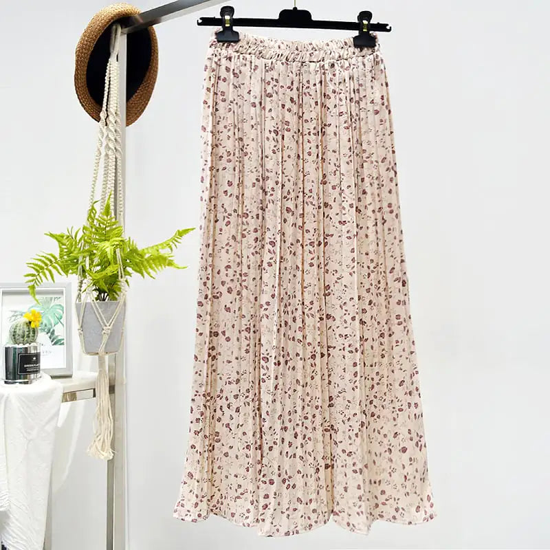 Elegant Floral Silk Skirt