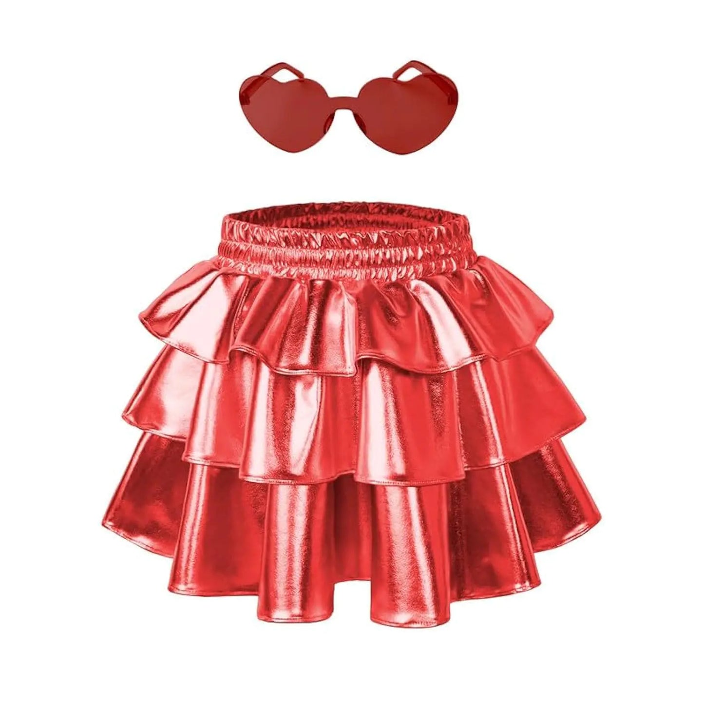 Girls Sparkly Ruffle Skirt with Sunglasses 6-7 Years