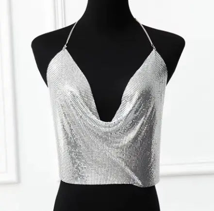 Glitzy Sequin Halter Crop Top