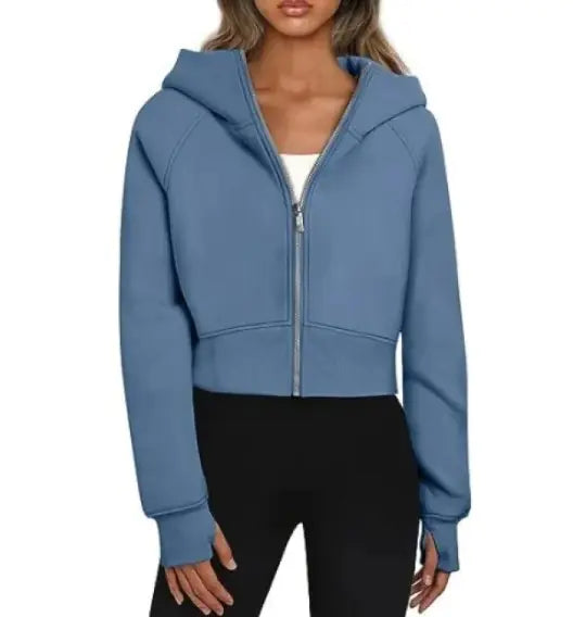 Ladies' Velvet Hooded Zip Sweatshirt