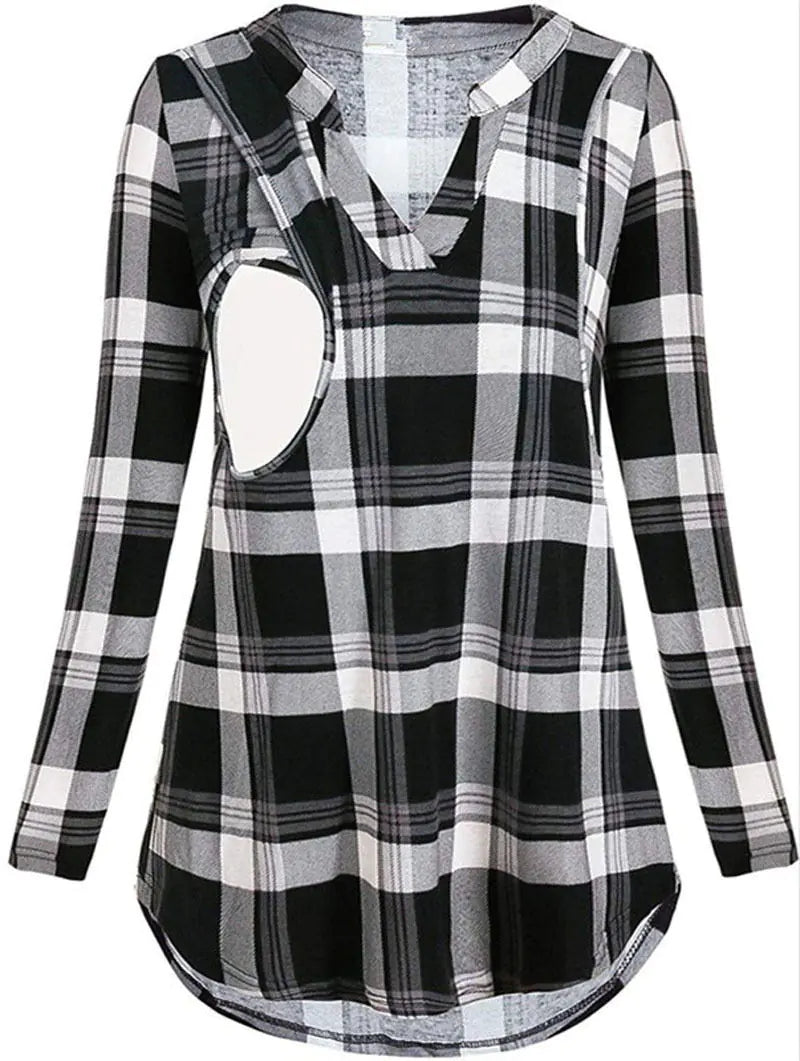 Chic Plaid Nursing Blouse