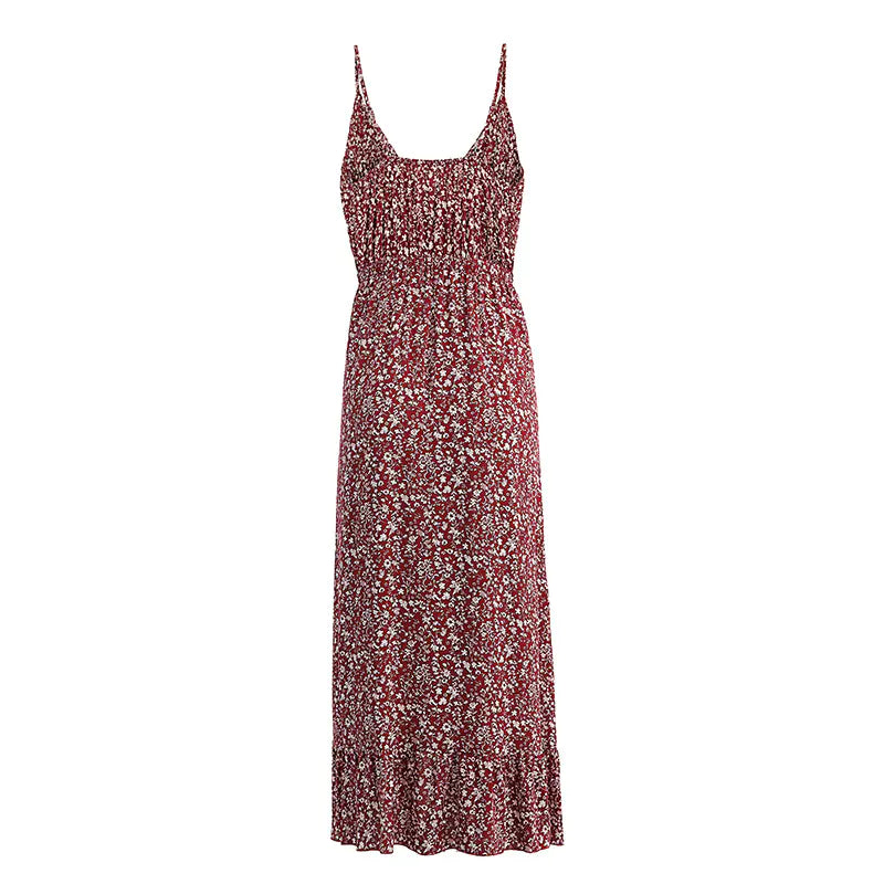 Chic Blossom Maxi Dress with Knot Straps