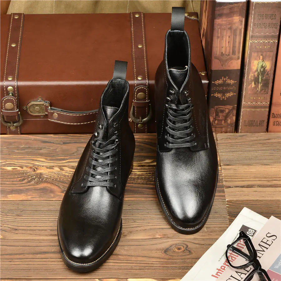 Men's Premium Cowhide High-Top Boots