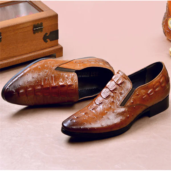 Crocodile Textured Business Loafers