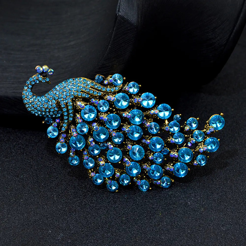 Vibrant Peacock Metal Brooch