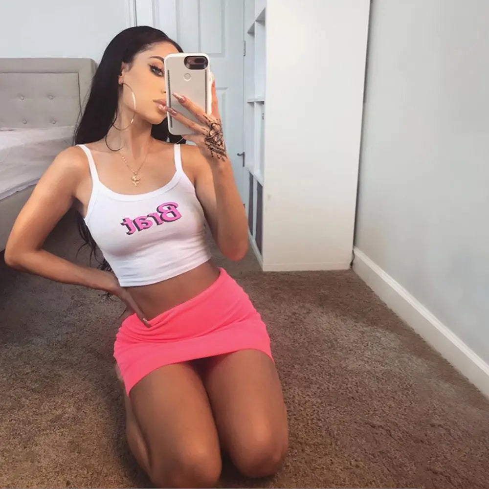 Chic Letter Print Crop Tank
