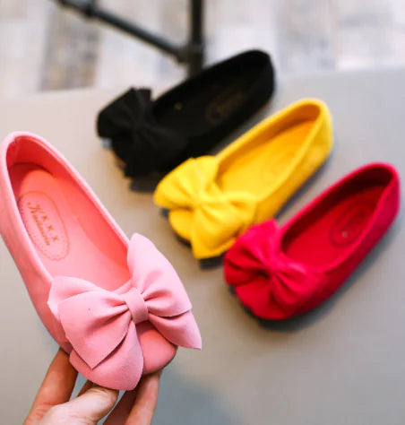 Velvet Bow Princess Flats for Girls