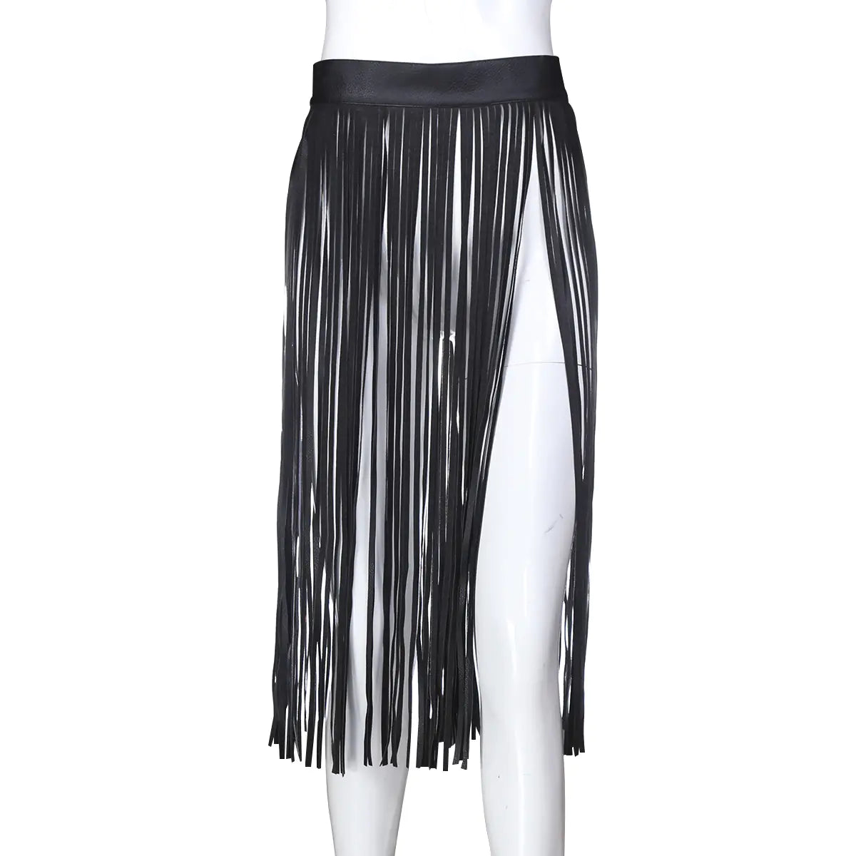 Chic Patent Fringe Skirt