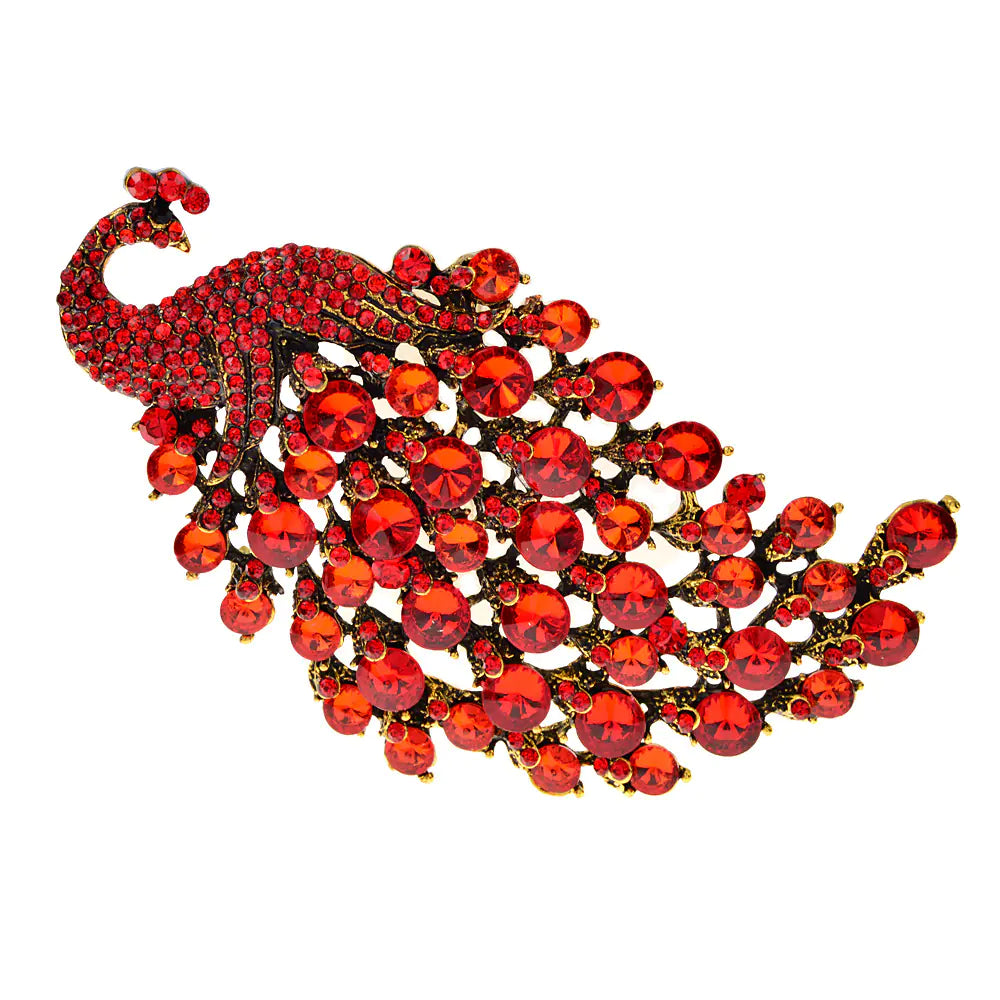 Vibrant Peacock Metal Brooch